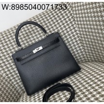 [장인의집] 에르메스 켈리 25 은장 블랙 이음 epsom 도마뱀 가죽