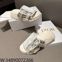 [QR 5009] 디올 D 완더 뮬 슬리퍼 샌들 화이트