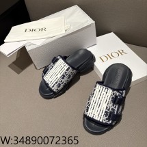 [QR 5009] 디올 D 완더 뮬 슬리퍼 샌들 네이비