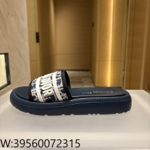 [QR 5009] 디올 디올리비에라 D 웨이 슬리퍼 샌들 네이비 오블리크