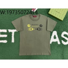[잔디집1] 구찌 배색 GG 모노그램 자수 반팔티 초록색