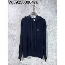 [사슬공장] 로에베 SS25 로고 자수 양털 니트 후드티 블랙