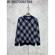 [사슬공장] 버버리 SS25 양털 혼방 체크 니트 블루
