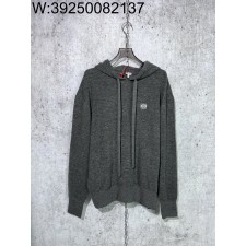 [사슬공장] 로에베 SS25 로고 자수 양털 니트 후드티 그레이