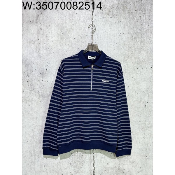 [사슬공장] 미우미우 스트라이프 반지퍼 카라티 / 긴팔티 / 폴로 / 폴로티 네이비