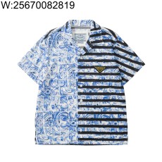 [흰] 프라다 삼각 로고 체크 스...