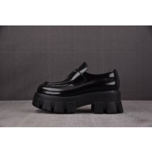 【CY】프라다 구두 광택 가죽 두꺼운 밑창 블랙