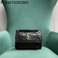 Pomegrante 생로랑 빈티지 가죽 소재 NIKI BABY 633160 22*17*12cm 블랙 금장