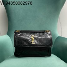 Pomegrante 생로랑 빈티지 가죽 소재 NIKI 미디엄 633158 28*14*20cm 블랙 금장