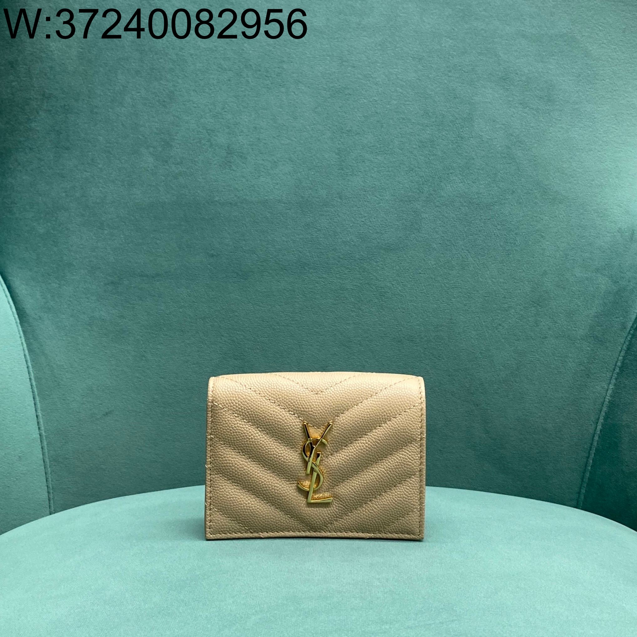 Pomegrante 생로랑 그랑 드 뿌드르 엠보스드 가죽 소재의 CASSANDRE SAINT LAURENT MATELASSÉ 카드 케이스 530841 11*3*8.5cm 베이지