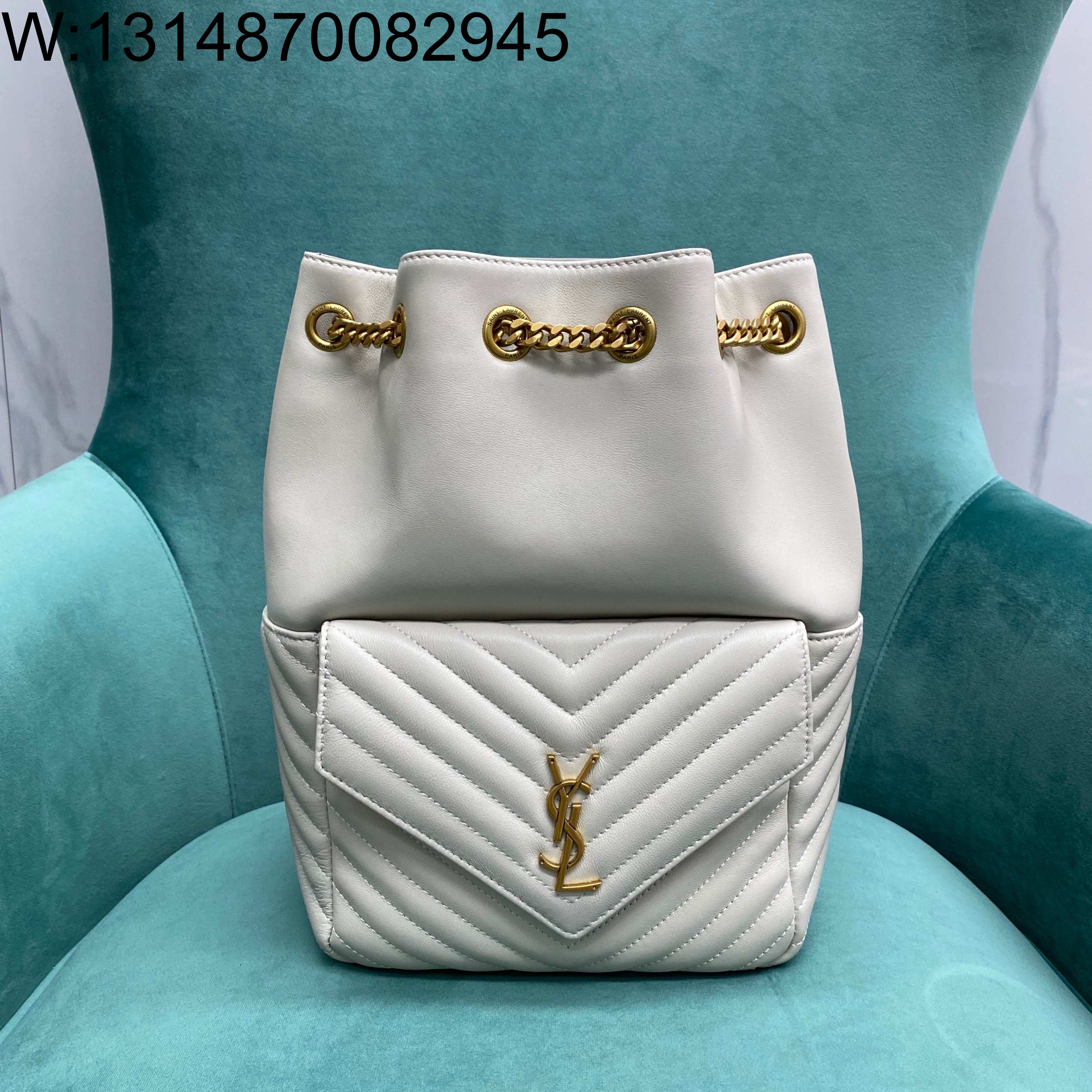 Pomegrante 생로랑 모노그램 램스킨 조이 백팩 672609 19*12*29cm 화이트