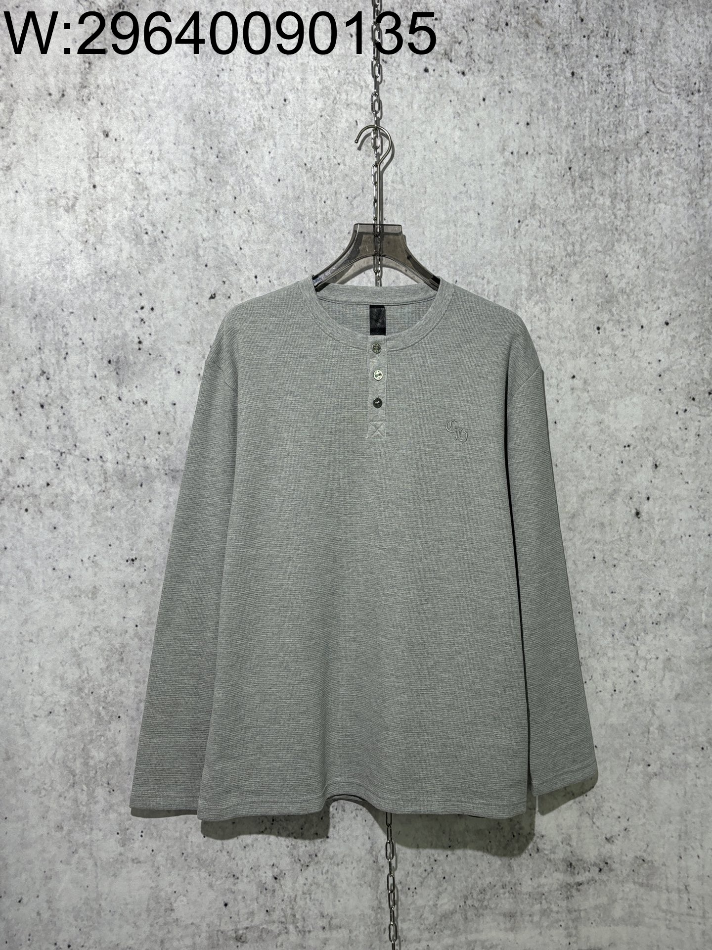 [사슬공장] 크롬하츠 와플 순색 단추 긴팔티 그레이