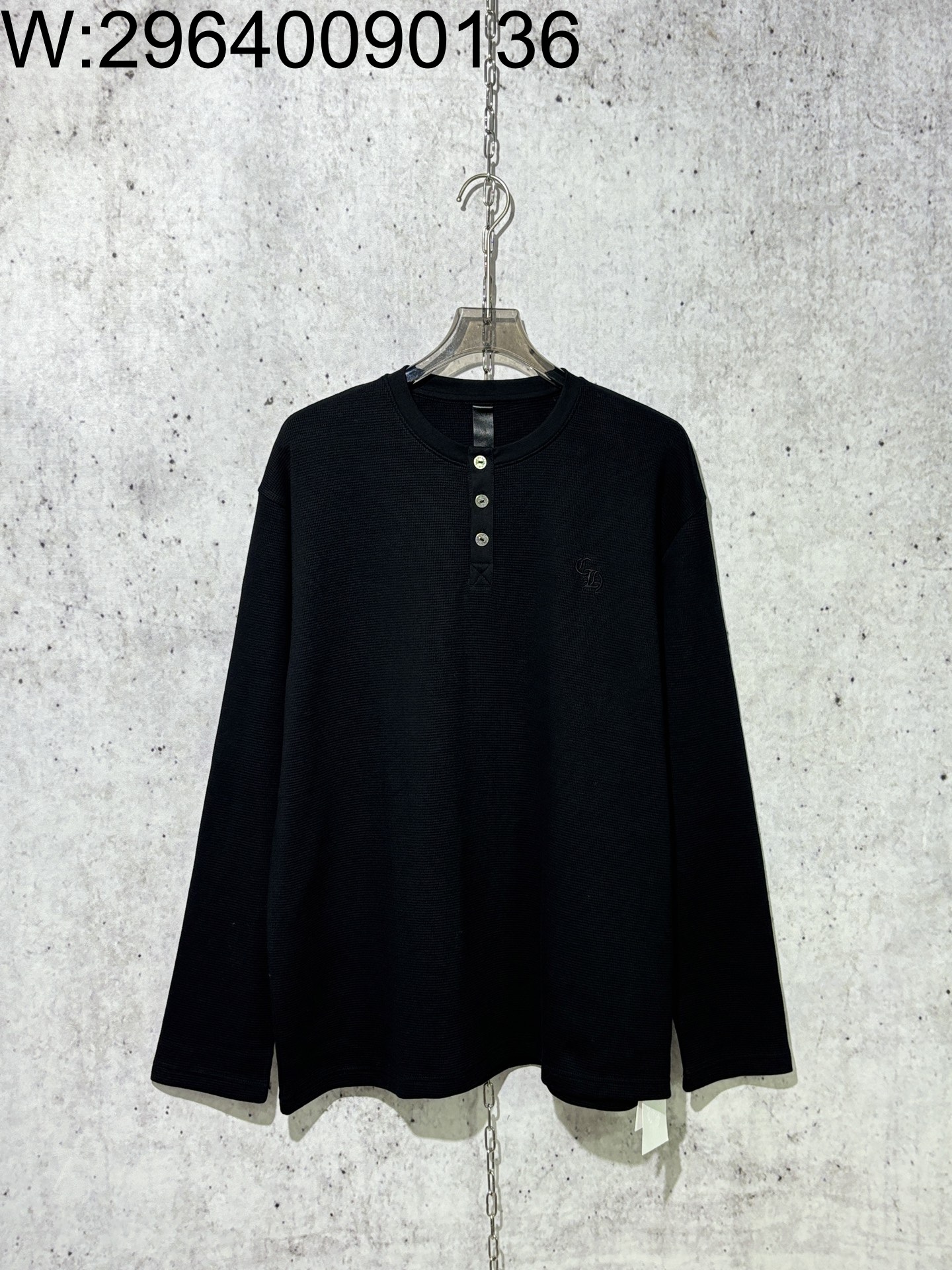 [사슬공장] 크롬하츠 와플 순색 단추 긴팔티 블랙