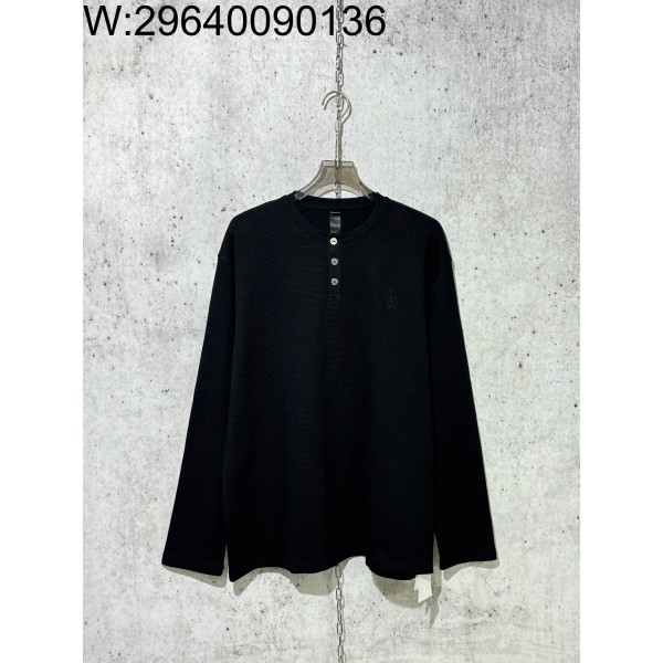 [사슬공장] 크롬하츠 와플 순색 단추 긴팔티 블랙