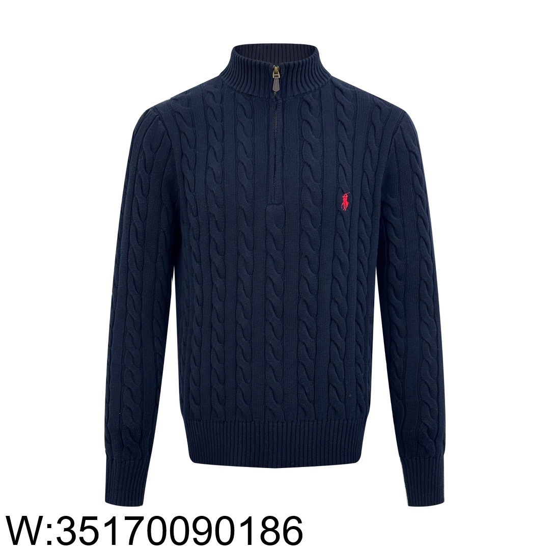 [잔디집2] 폴로 랄프로렌 Ralph Lauren 자카드 순색 반지퍼 니트 네이비