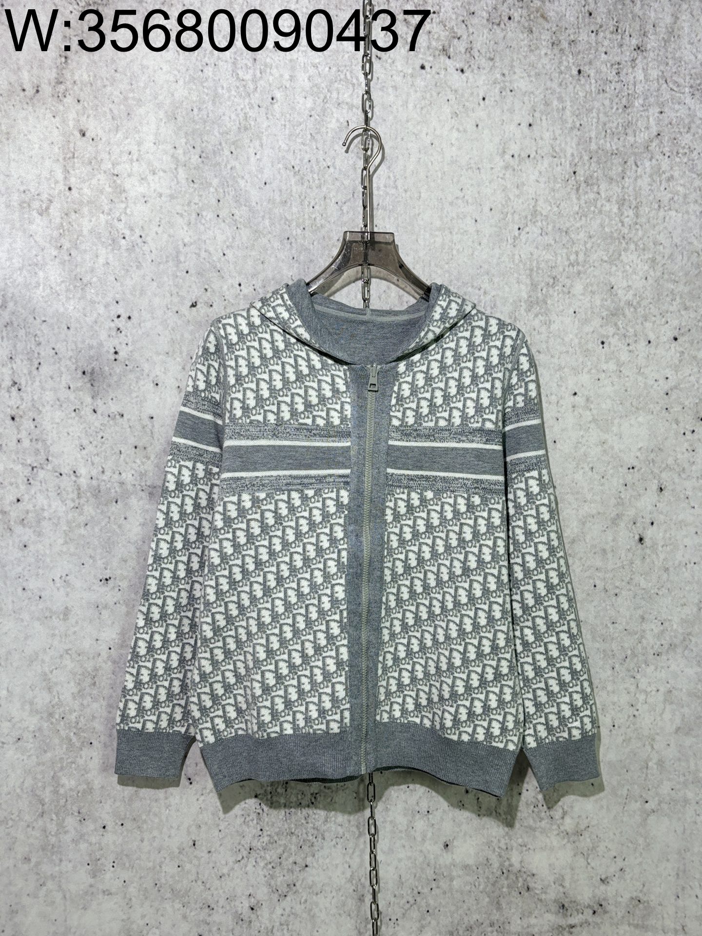 [사슬공장] 디올 크리스찬 23FW 캐시미어 오블리크 양면 후드집업 그레이