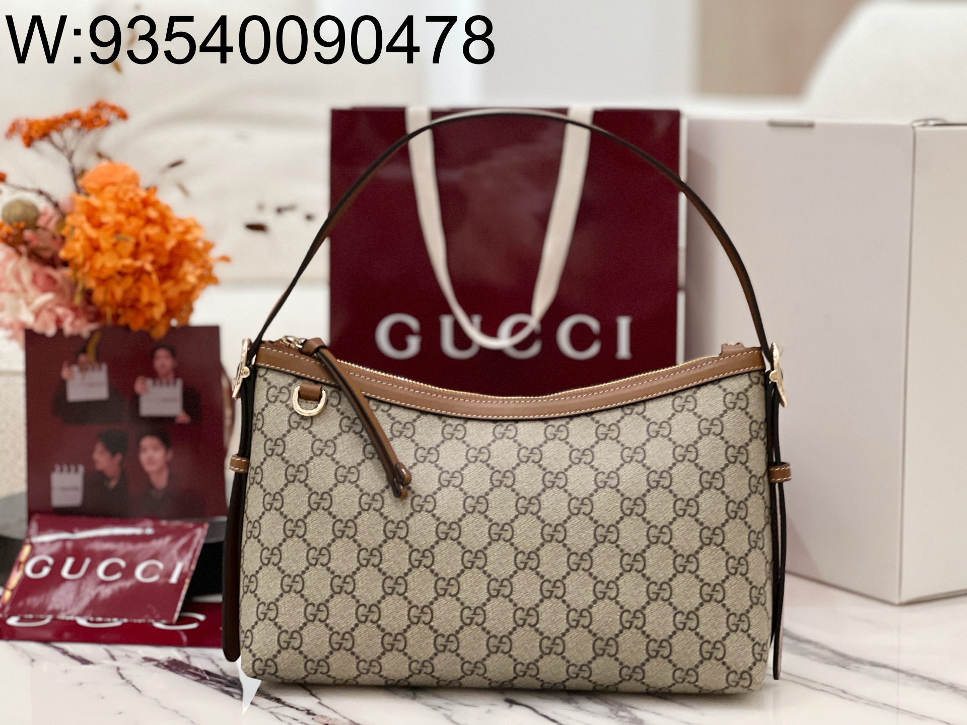 [JHL] 구찌 GG 엠블럼 미디엄 숄더백 브라운 847449 30*19*11cm