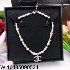 AGG 샤넬 CC로고 펜던트 진주 별 목걸이