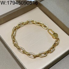 AGG 불가리 큐빅 체인 팔찌 골드