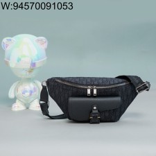 [JHL] 디올 새들 벨트 백 오블리크 자카드 그레인드 카프스킨 블랙 39*17*10.5cm 