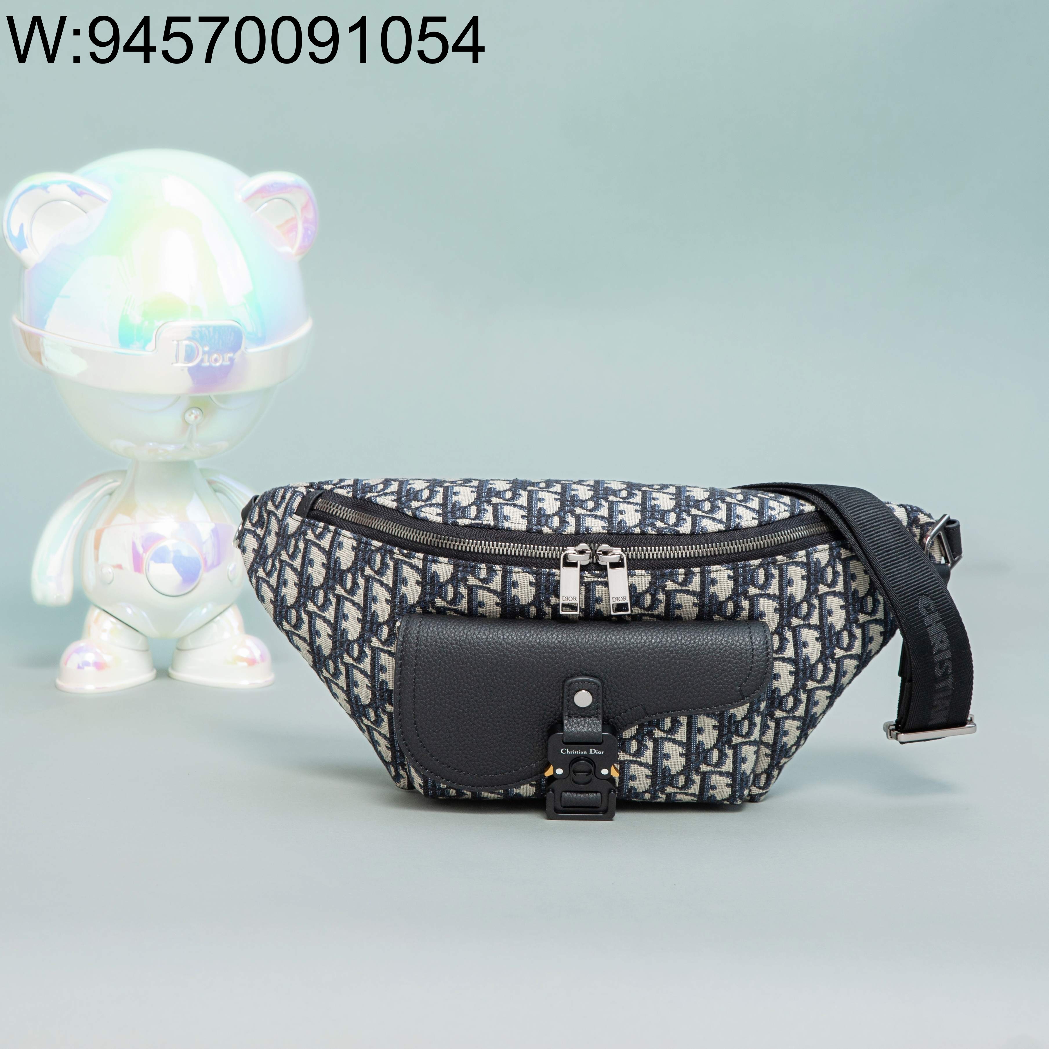 [JHL] 디올 새들 벨트 백 오블리크 자카드 그레인드 카프스킨 베이지 블랙 39*17*10.5cm 