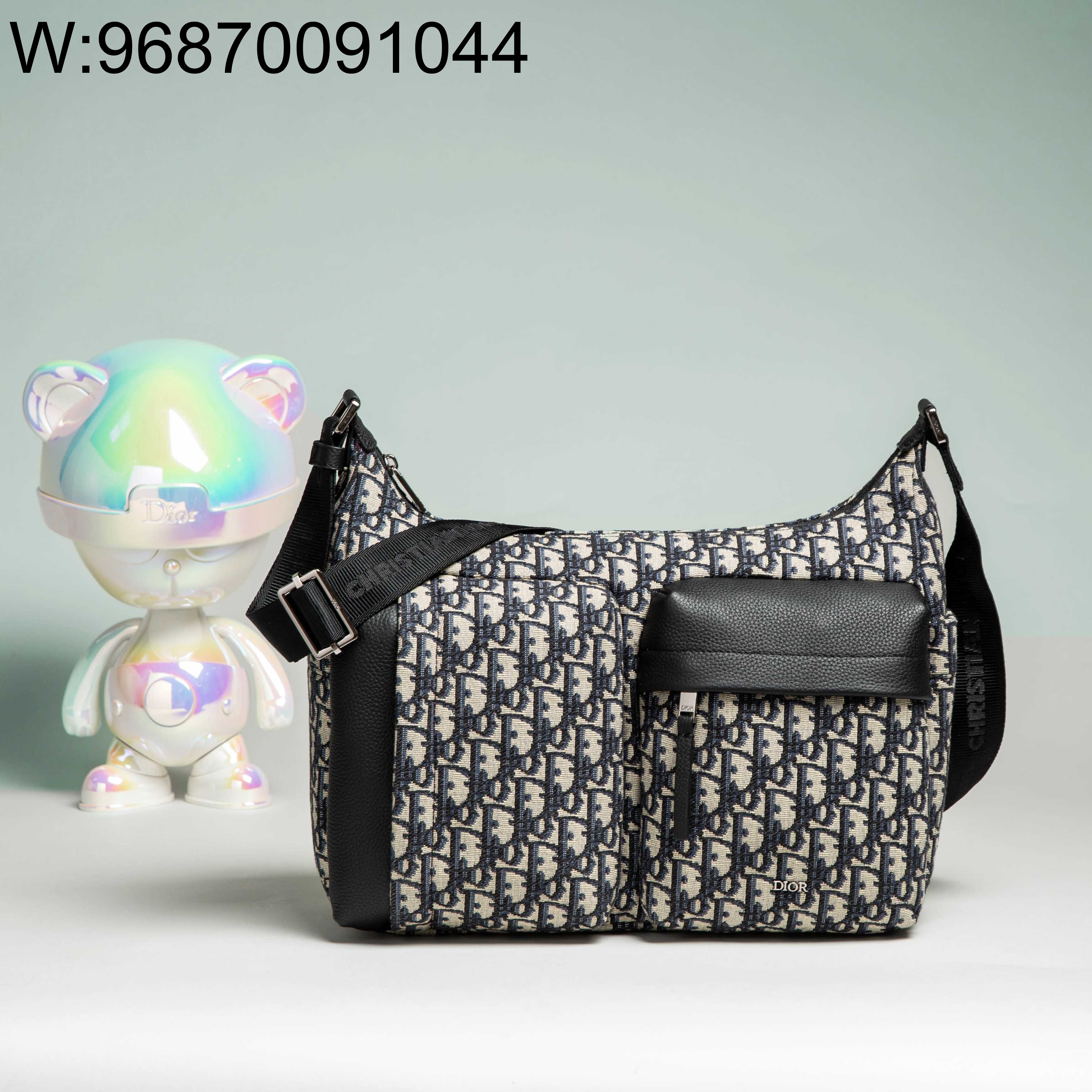 [JHL] 디올 미디움 라이더 소프트 호보 백 디올 오블리크 자카드 그레인드 카프스킨 베이지 블랙 36*30.5*14.5cm