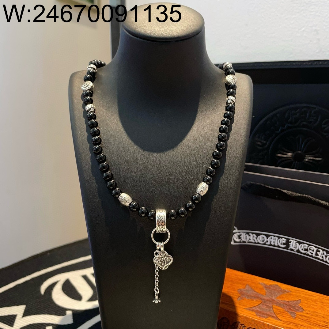 AGG 크롬하츠 흑요석 구슬 목걸이