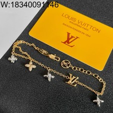AGG 루이비통 배색 로고 펜더트 팔찌 골드