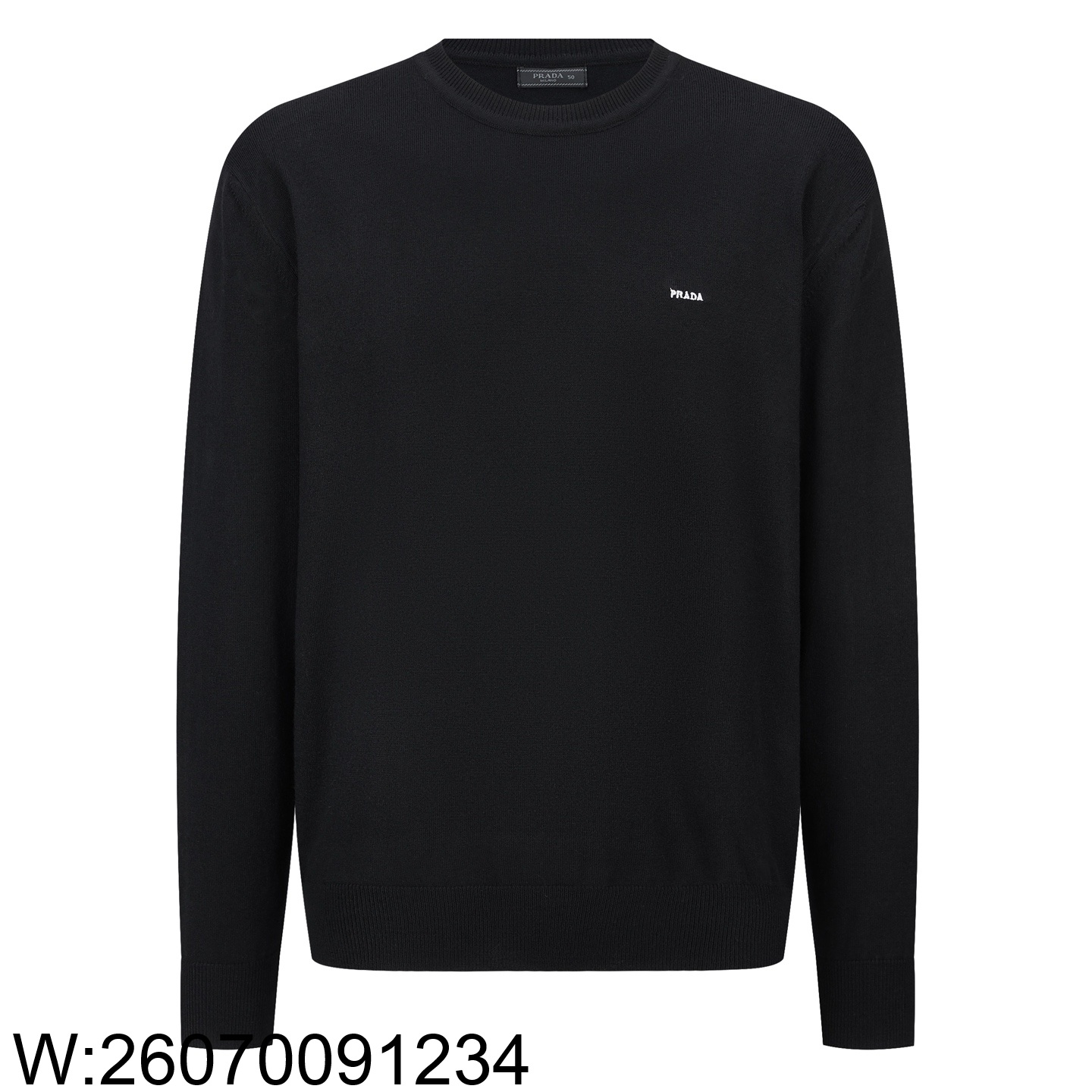 [잔디집2] 프라다 미니 모노그램 자수 단색 니트 블랙