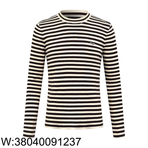 [잔디집2] 프라다 모노그램 스트라이프 니트 블랙 베이지