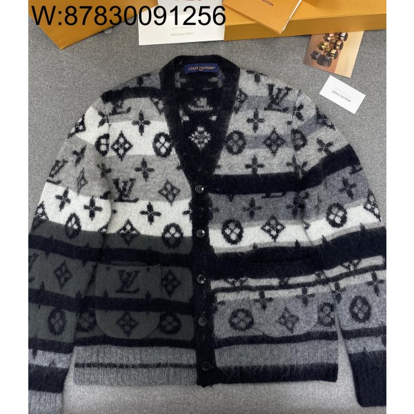 TJ공장 루이비통 배색 모헤어 가디건 그레이