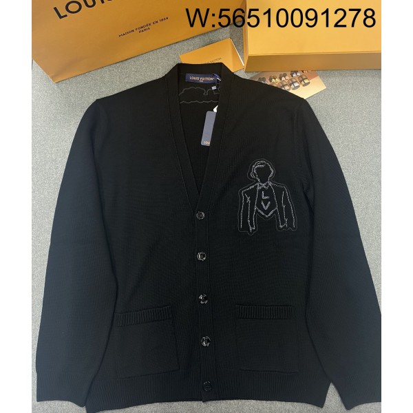 TJ공장 루이비통 구슬 인물 자수 가디건 블랙