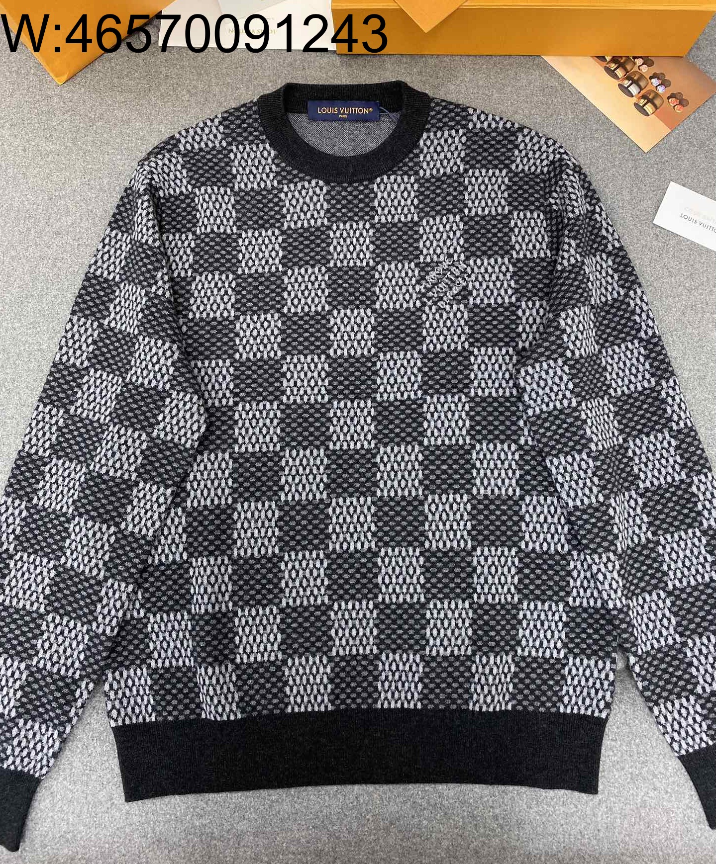 TJ공장 루이비통 LV 면양 털 다미에 니트