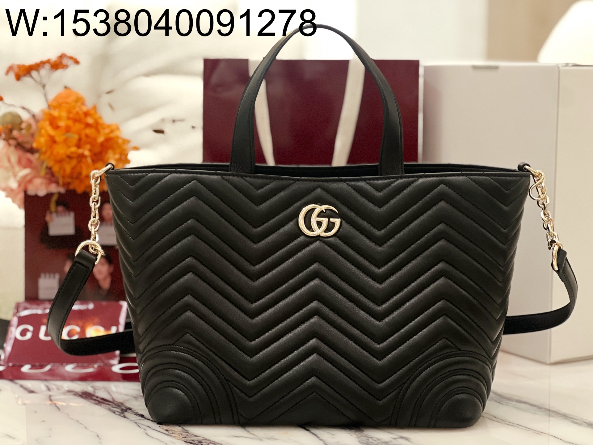 [JHL] 구찌 GG 마몽 미디엄 토트백 블랙 847387 28*39*24cm