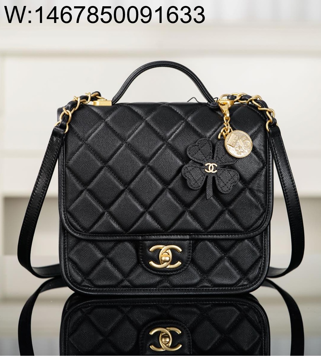 [JD] 샤넬 25B 스몰 백팩 그레인드 카프스킨 골드 메탈 블랙 22*19.5*7cm 