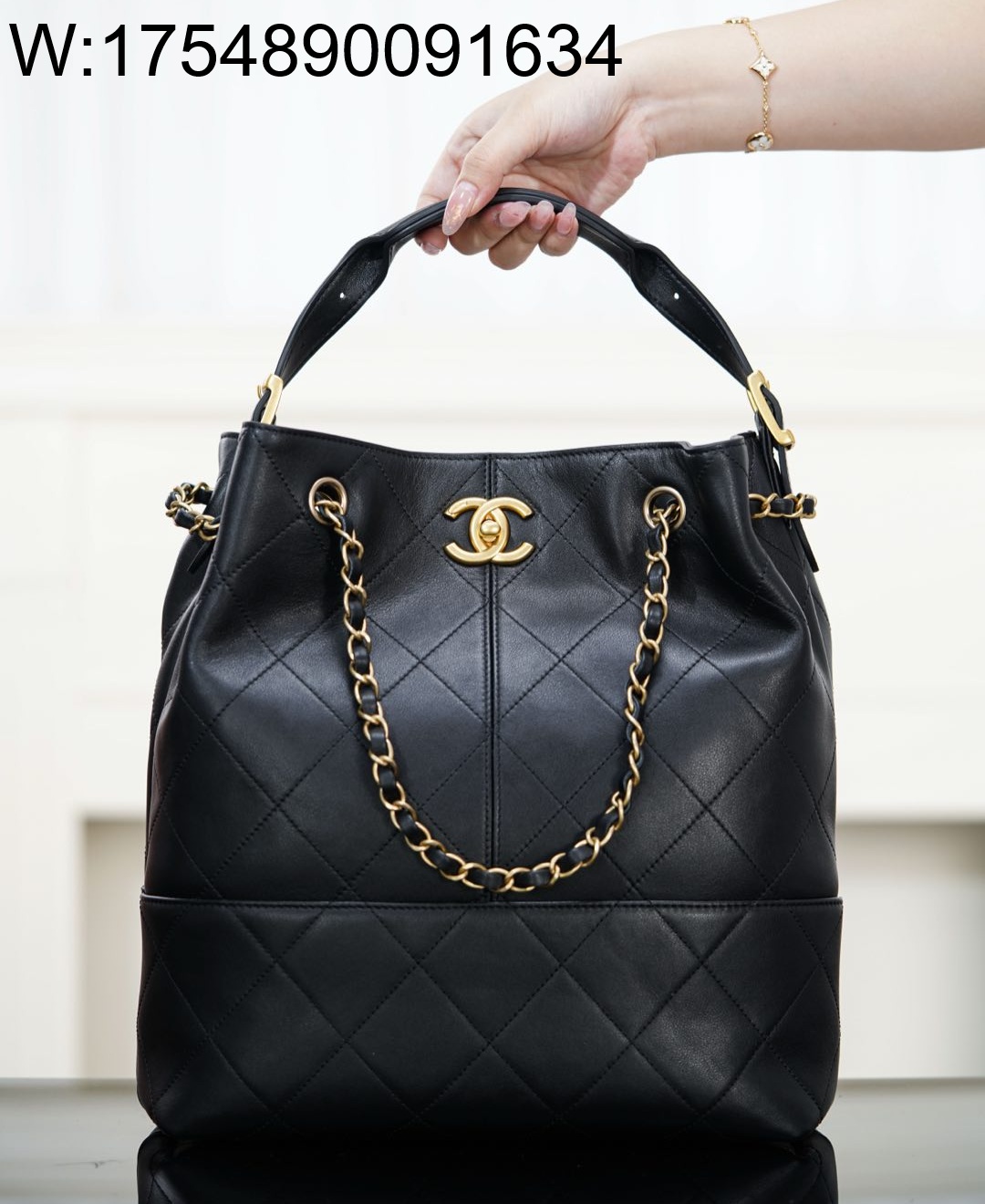 [JD] 샤넬 25A 버킷백 체인 골드 메탈 블랙 33*29*11cm