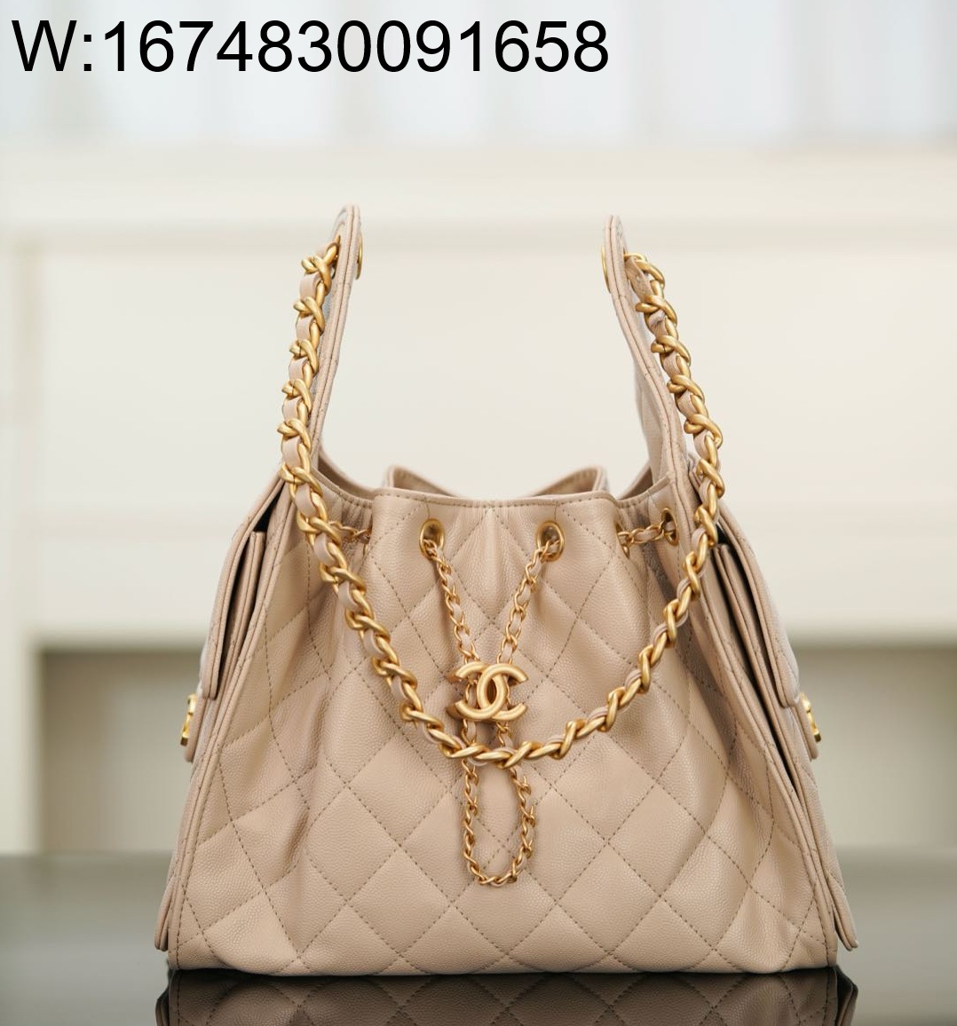 [JD] 샤넬 25 스몰 핸드백 그레인드 카프스킨 골드 메탈 베이지 30*26*14cm