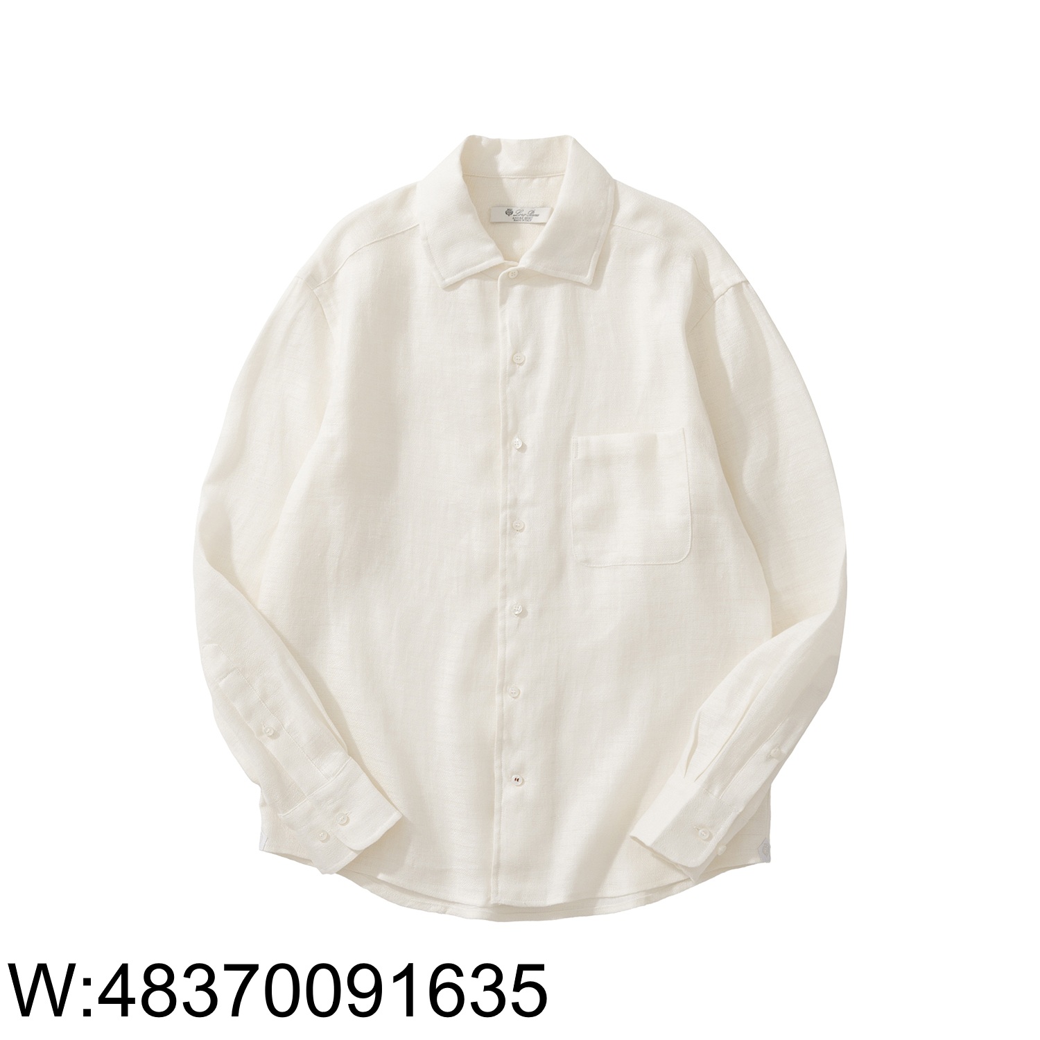 [흰] 로로 피아나 Loro Piana 배이직 단색 아마 긴팔 셔츠 아이보리