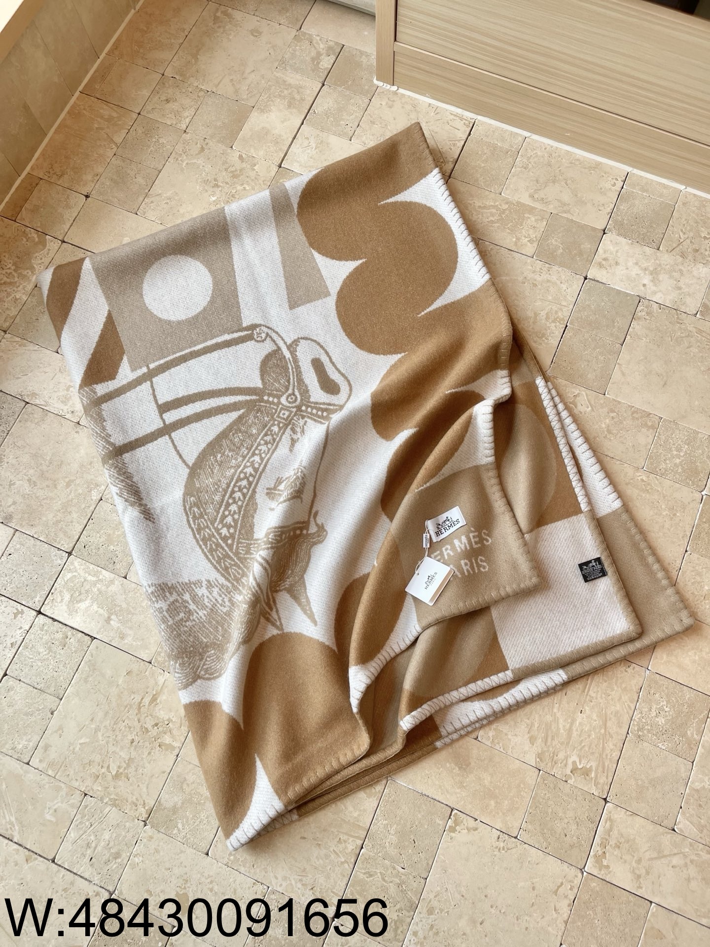 AGG 에르메스 양털 담요 Cheval Joker 카키 150*200cm