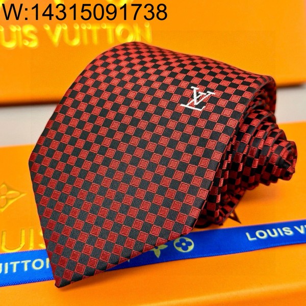 AGG 루이비통 LV 다미에 넥타이 레드 M78752