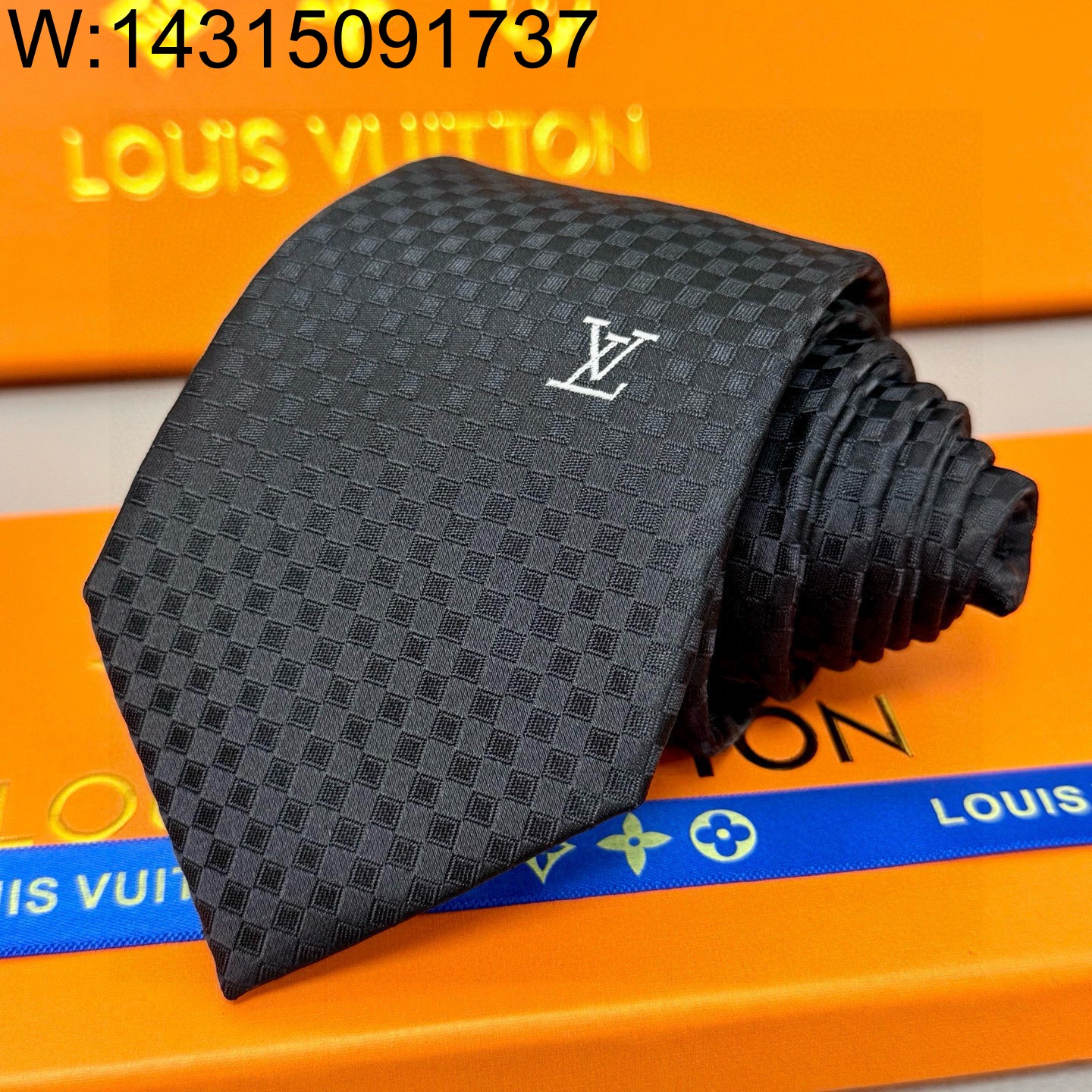 AGG 루이비통 LV 다미에 넥타이 블랙 M78752