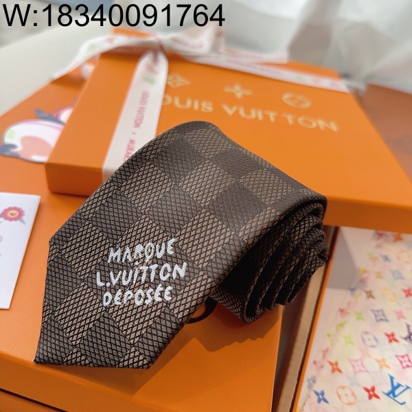 AGG 루이비통 모노그램 점보 다미에 넥타이 브라운 M93397 