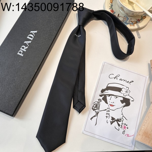 AGG 프라다 미니 모노그램 넥타이 블랙