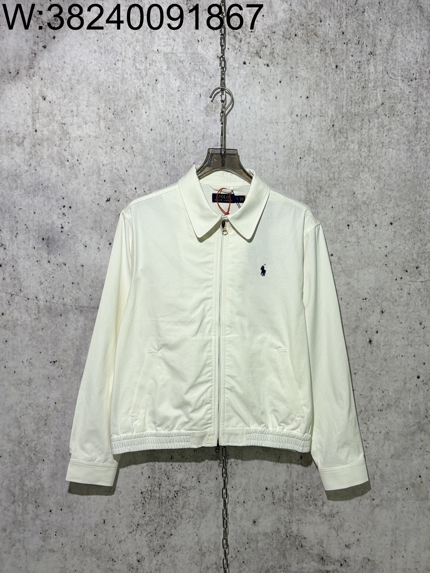 [사슬공장] 폴로 랄프로렌 Ralph Lauren 로고 자수 지퍼 숏 카라넥 자켓 화이트