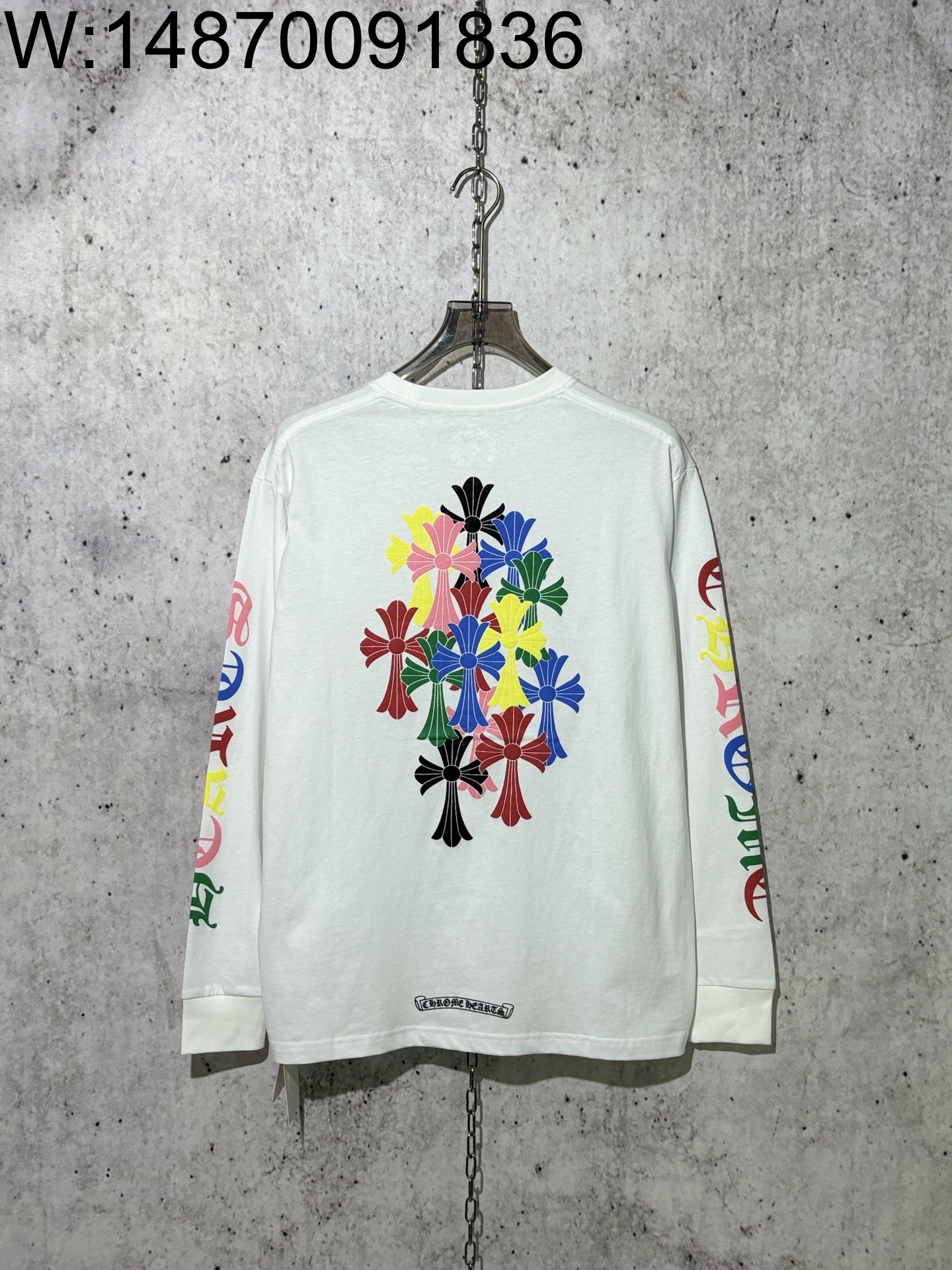 [사슬공장] 크롬하츠 컬러 십자가 패턴 긴팔티 화이트