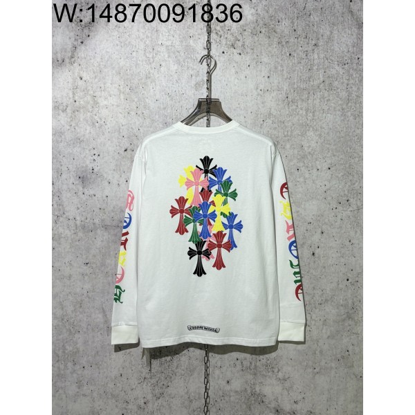 [사슬공장] 크롬하츠 컬러 십자가 패턴 긴팔티 화이트