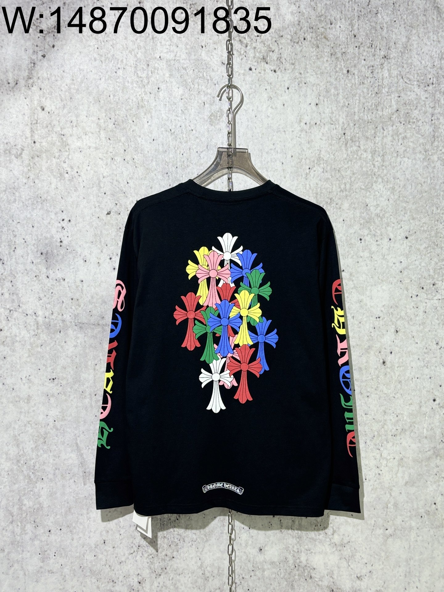 [사슬공장] 크롬하츠 컬러 십자가 패턴 긴팔티 블랙