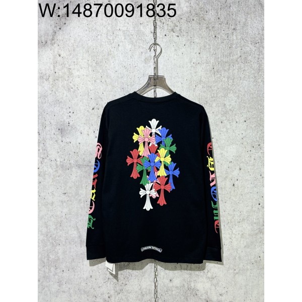 [사슬공장] 크롬하츠 컬러 십자가 패턴 긴팔티 블랙