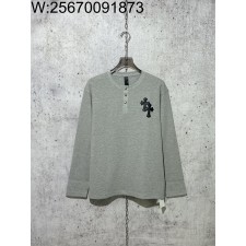 [사슬공장] 크롬하츠 검정 십자가 와플 긴팔티 그레이