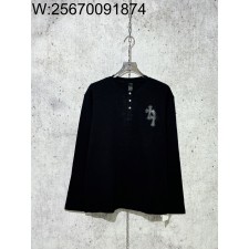 [사슬공장] 크롬하츠 검정 십자가 와플 긴팔티 블랙